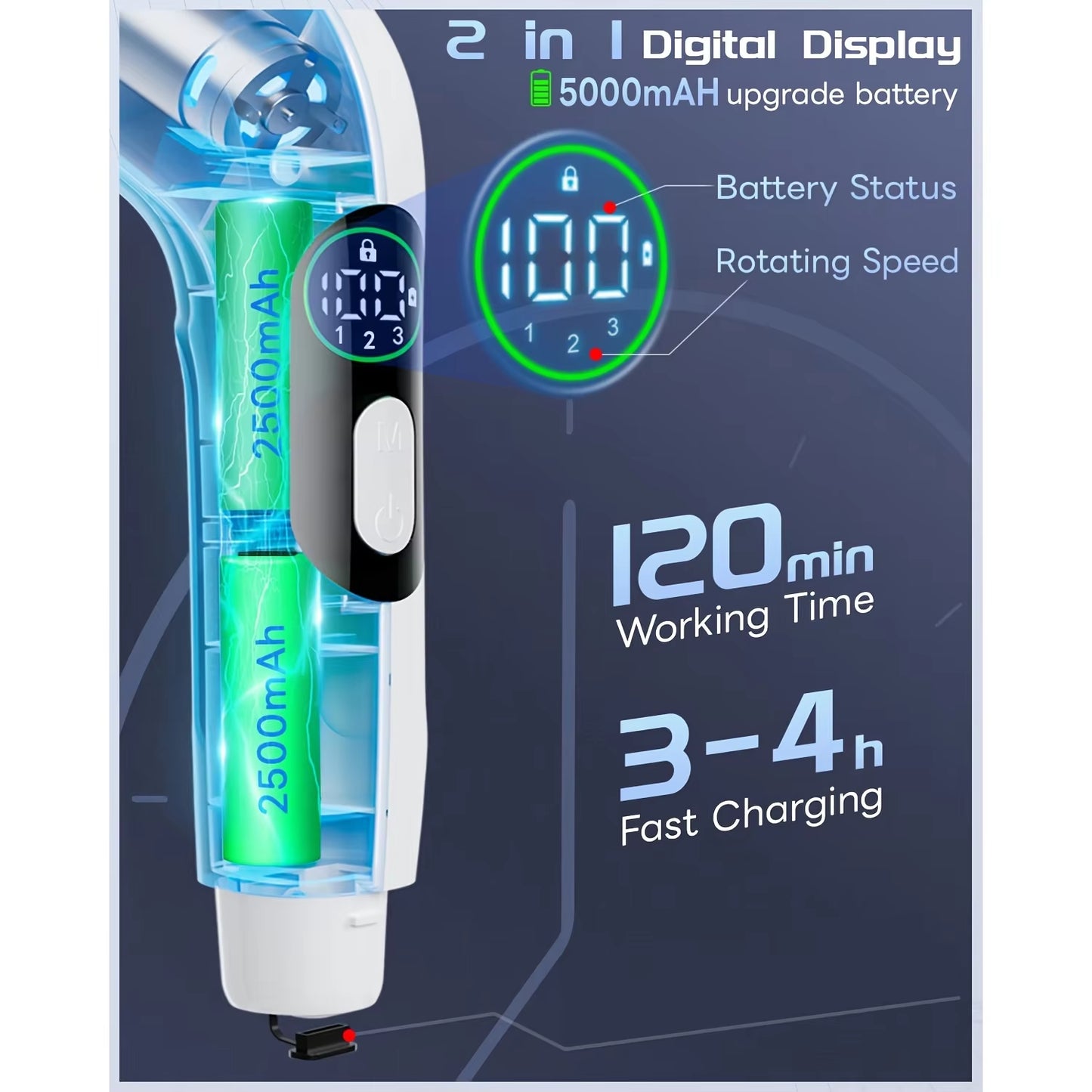 Cordless Power Scrub Brush – Deep Clean with 8 Heads, 3 Speeds & Adjustable Extension Handle